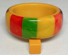 SZ36 Shultz wide multicolor panels bakelite bangle